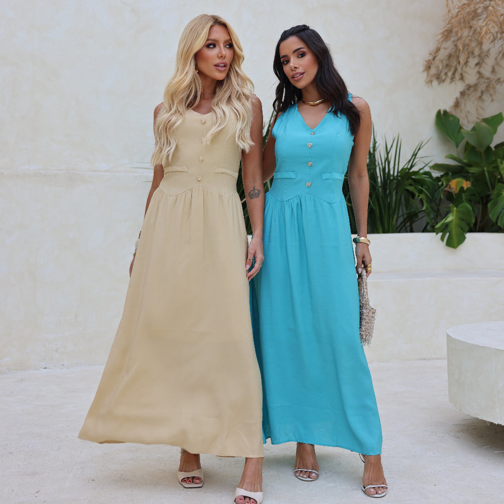 Vestido Longo Elegância Serena